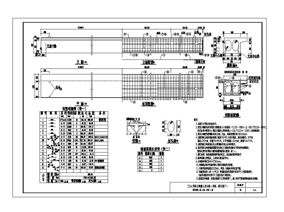 某22m预应力混凝土空心板A级（边板）节点构造详图