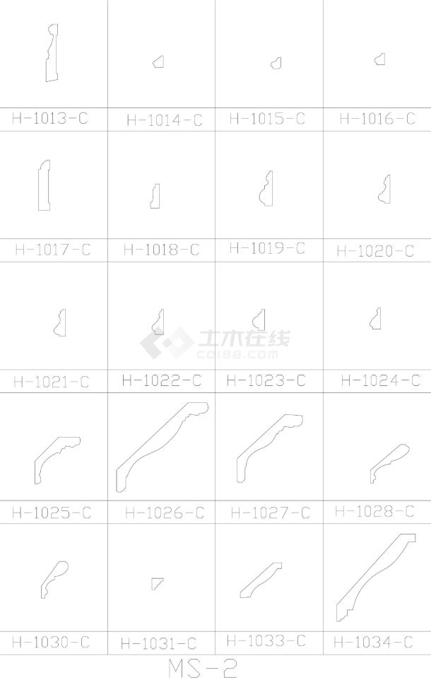 木线图库建筑施工大样图例CAD图-图二