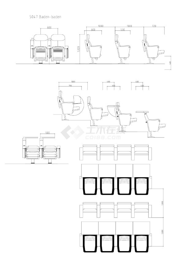 会议椅建筑施工大样图例CAD图-图一
