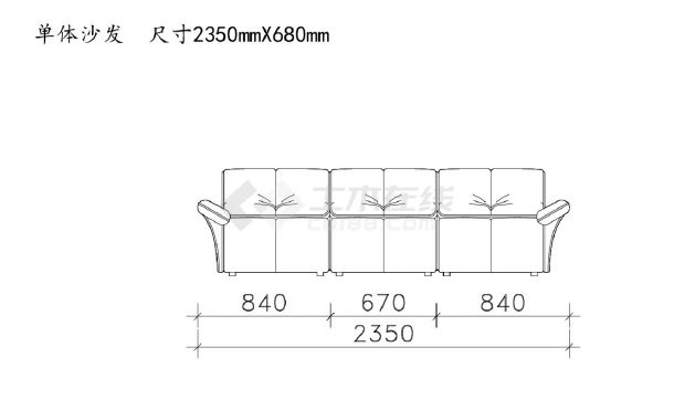 沙发类（整理图库）＆（立面）单体组合沙发正侧面图15个(一）CAD图-图二