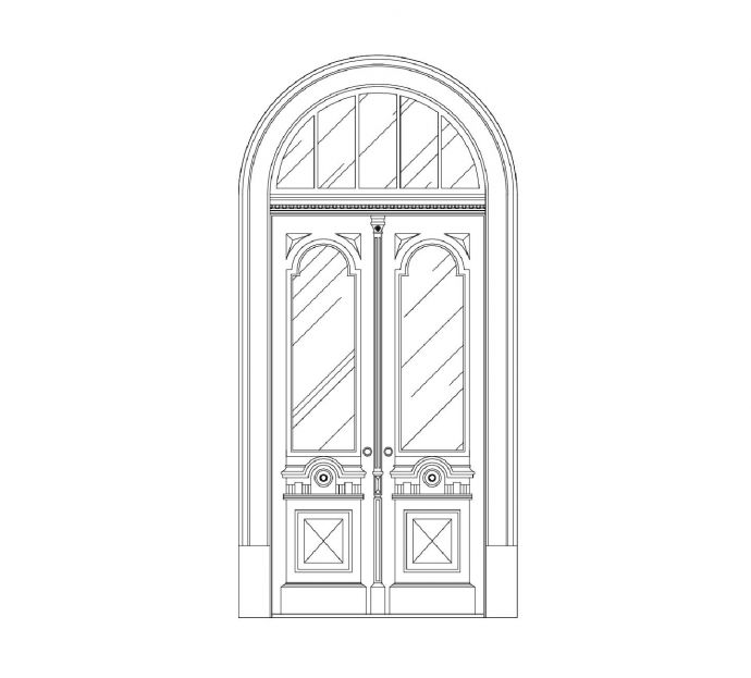 门窗类-整理图库-弧形门CAD图_图1