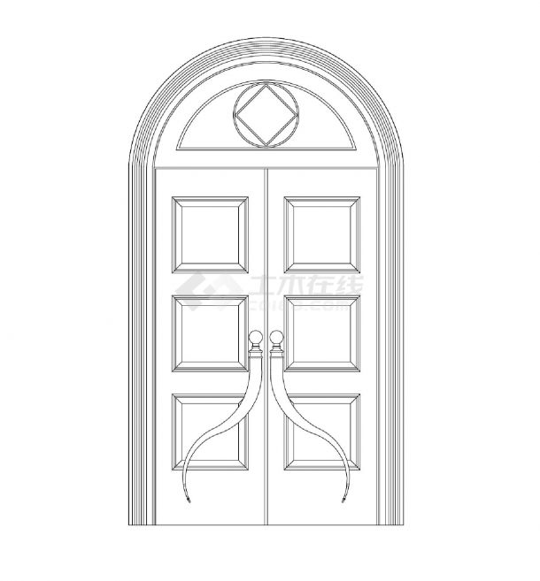 门窗类-整理图库-弧形门CAD图-图二