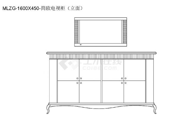 柜子类（整理图库）＆（平立面）（电视柜）简欧电视柜带抽屉带储物柜平立面18个CAD图-图二