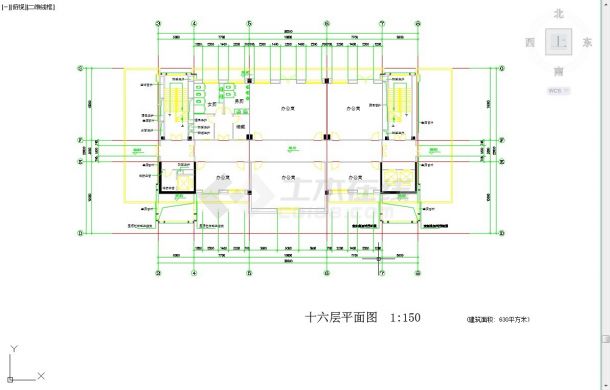 武汉市某大学2万平米17层框架结构教学实验楼平立剖面设计CAD图纸-图二