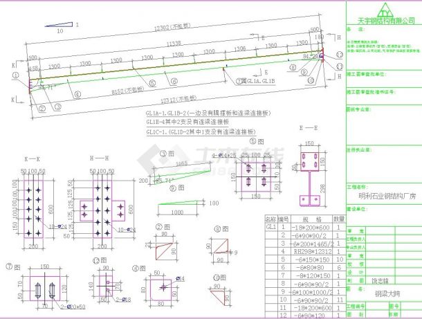 某生产型公司单层轻钢结构厂房设计cad结构施工图-图二
