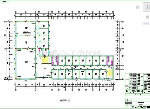 泉州市某商业街1万平米五层框架结构商务大酒店建筑设计CAD图纸-图二