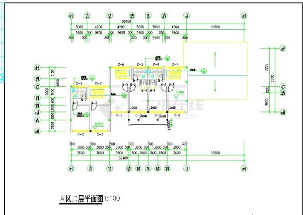 扬州某步行街仿古商业建筑全套施工设计cad图纸-图二