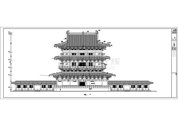 6层大型祠堂含大殿厢房大门建筑结构水设计施工图-图二