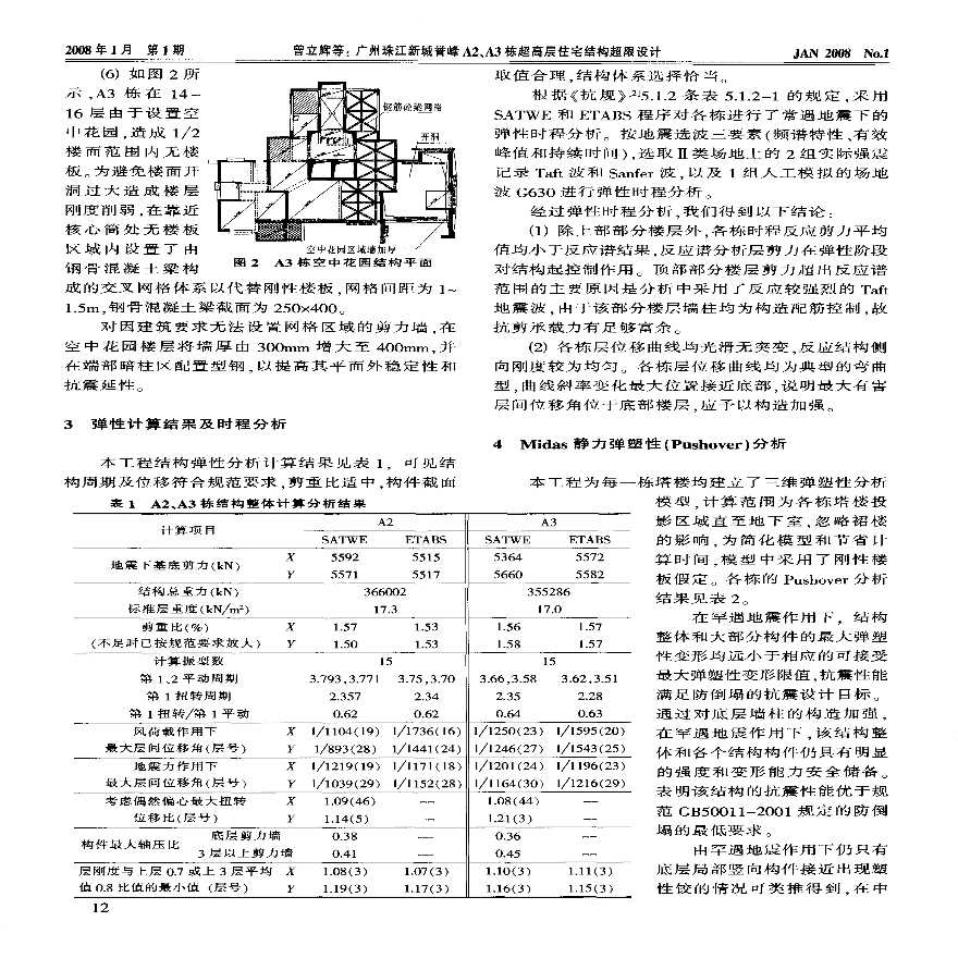广州珠江新城誉峰A2A3栋超高层住宅结构超限设计-图二