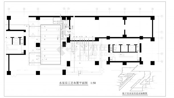 上海市某世贸商城消防及给水泵房工艺设计图-图一