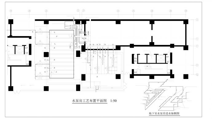 上海市某世贸商城消防及给水泵房工艺设计图_图1