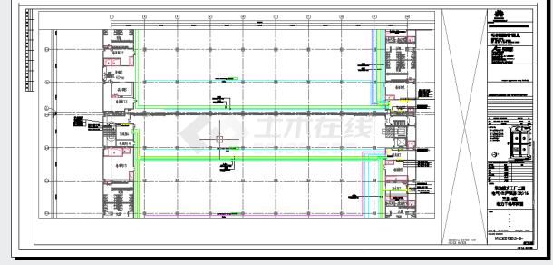 工业厂房-电气-生产用房(大)16三层-电力干线平面图-图一