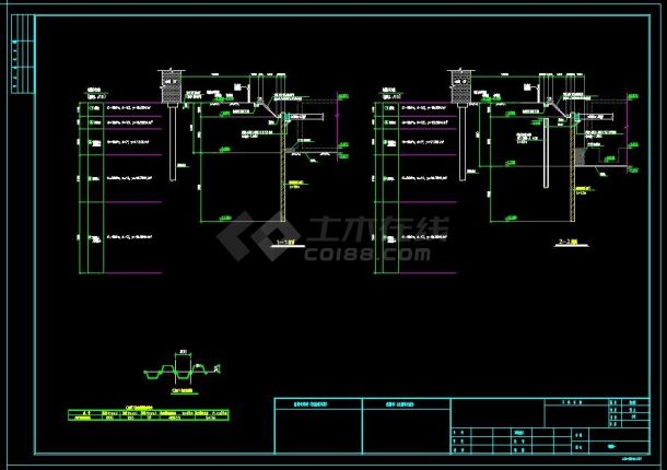 [浙江]深基坑拉森钢板桩及钢管支撑支护cad施工图，16张图纸-图二