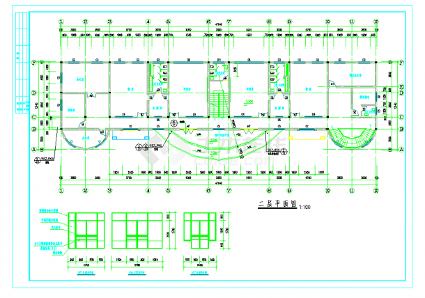 某地6班幼儿园建筑施工图CAD图纸-图二