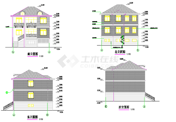 某地农居房建筑施工图CAD图纸-图二