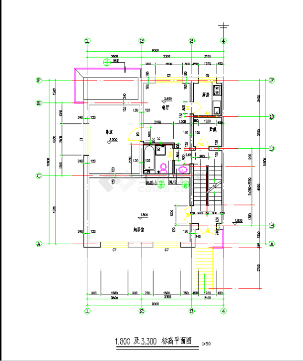 某地欧式错层别墅建施图CAD图纸-图一