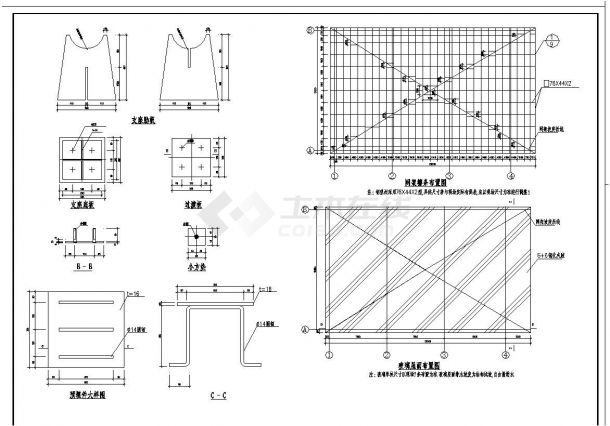 双层螺栓球玻璃屋面网架设计CAD施工图-图二