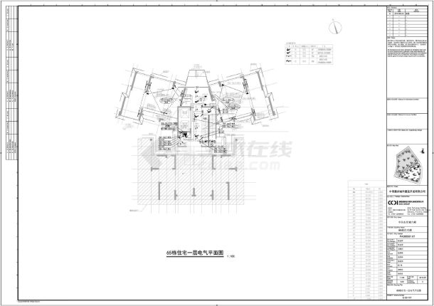 广东某综合商业住宅塔楼电气平面图-图一