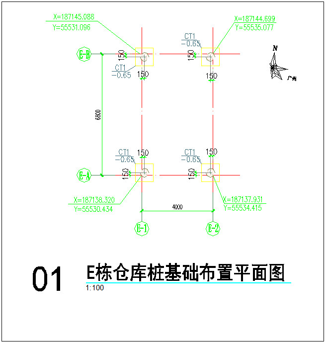 某地广东某智能基地E栋仓库和F栋门卫室施工图CAD图纸