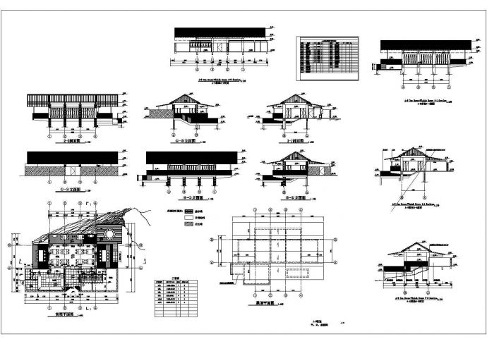 某渡假村茶室全套CAD设计构造完整施工图_图1