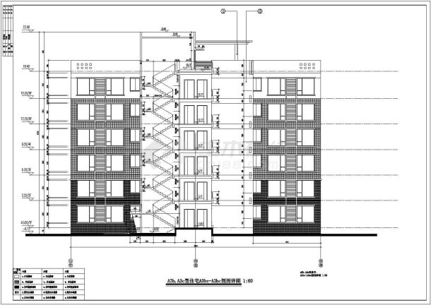 某六层框架结构住宅楼设计cad全套建筑施工图（含2栋设计）-图二