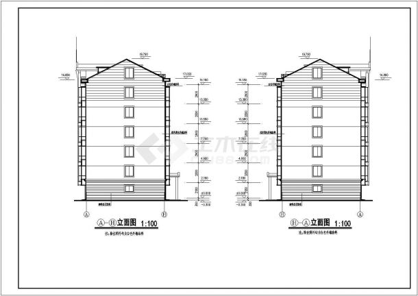 某六层带阁楼层砖混结构住宅楼设计cad全套建筑施工图（ 含设计说明）-图一