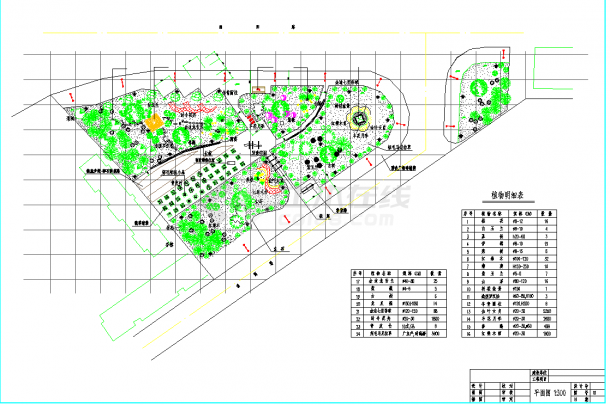 某地某大道三角绿地绿化设计图CAD图纸-图二