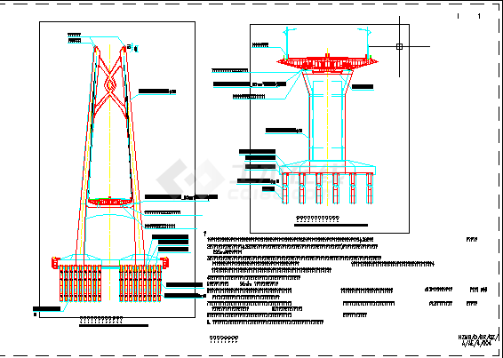 某地双塔双索面钢箱梁跨海航道斜拉桥全册施工图-防雷系统cad图-图一