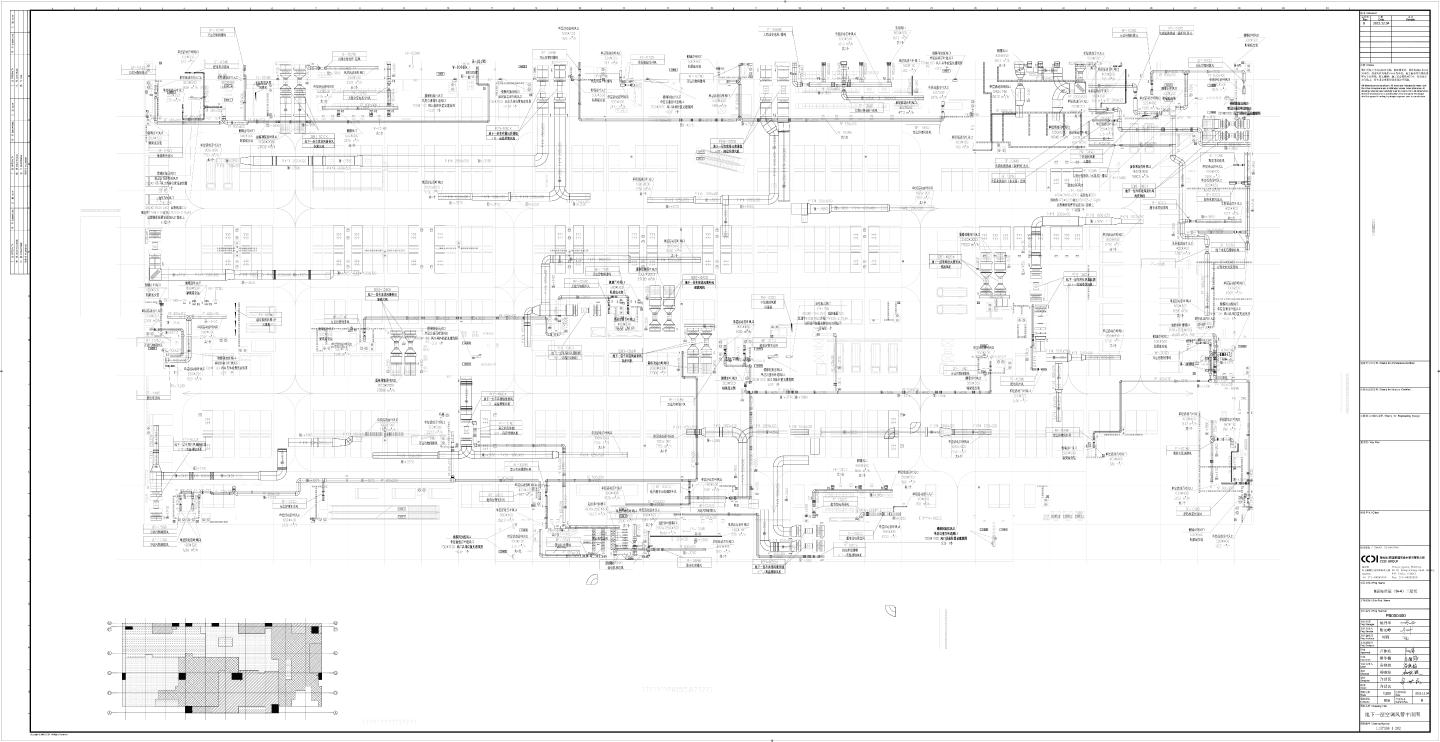 江西某商业综合体机电地下一层空调通风排烟总平面图