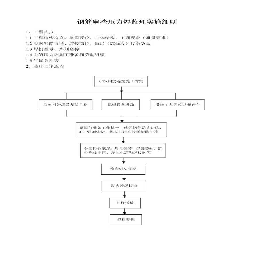 钢筋电渣压力焊监理实施细则-图一