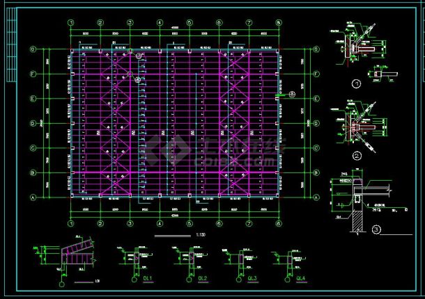 30米跨钢结构管桁架屋顶厂房结构施工图CAD-图二