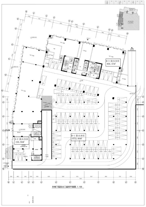 半地下层防火门监控平面图-图一