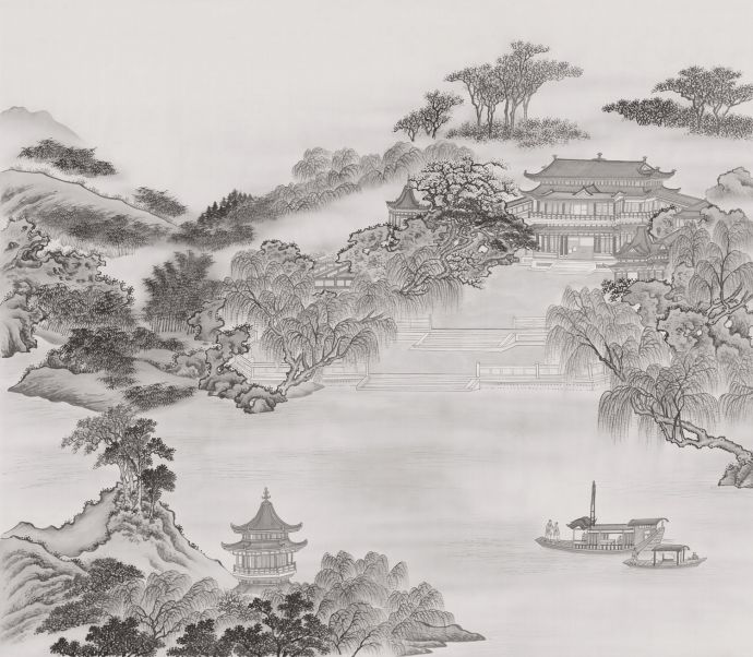 中式楼阁山水壁纸壁画 (24).jpeg_图1