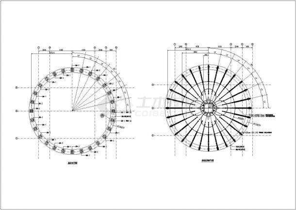 某玻璃穹顶结构设计图CAD-图二