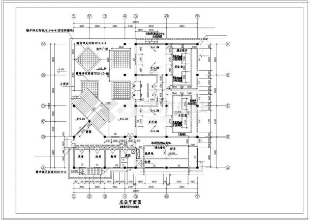 某地区西磁食堂设计建筑cad平面图-图二
