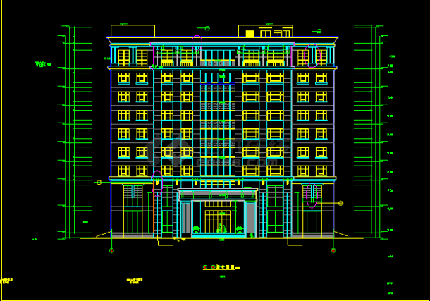 新锦城某宾馆建筑CAD设计全套图带效果图-图二