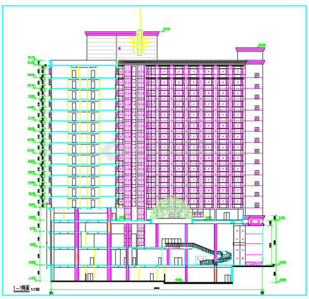 某十七层酒店建筑扩初设计施工CAD图-图一