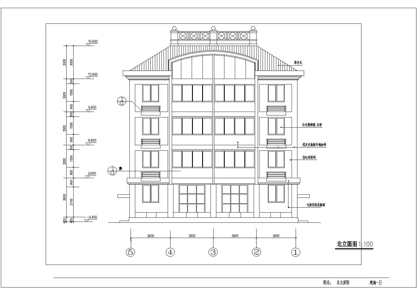 欧式豪华五层别墅详细建筑设计图 （全套）
