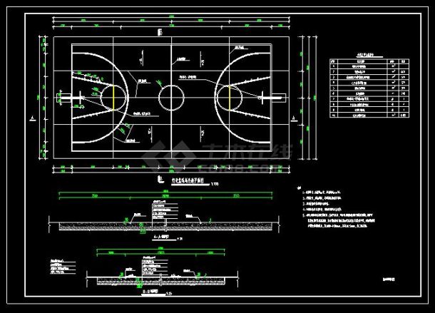 适用于小区学校训练场等各种户外篮球场设计CAD图-图一