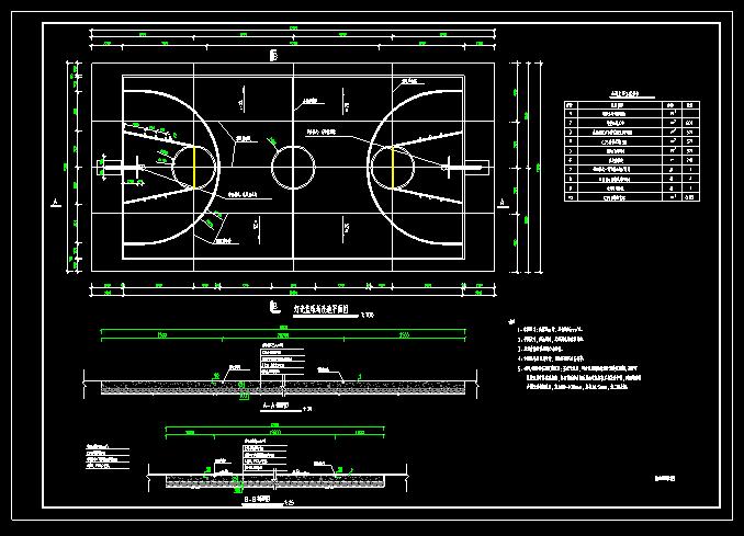 适用于小区学校训练场等各种户外篮球场设计CAD图