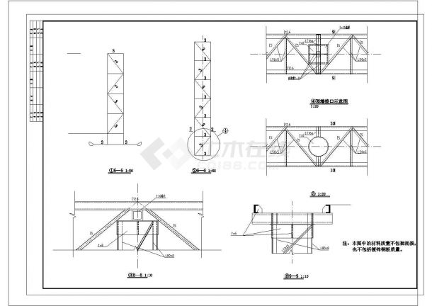 钢结构双面体广告牌结构设计施工CAD1-图二