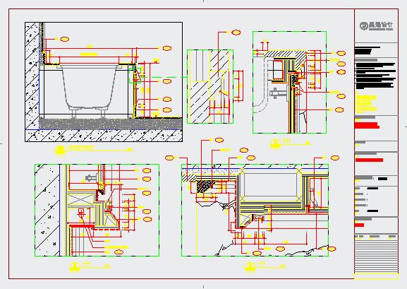 二层浴室三大样详细设计图_图1