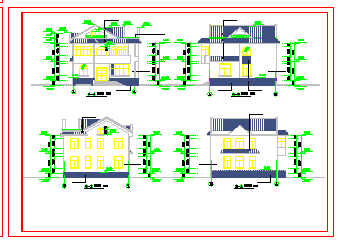二层坡顶别墅建筑平立面cad设计施工图_图1