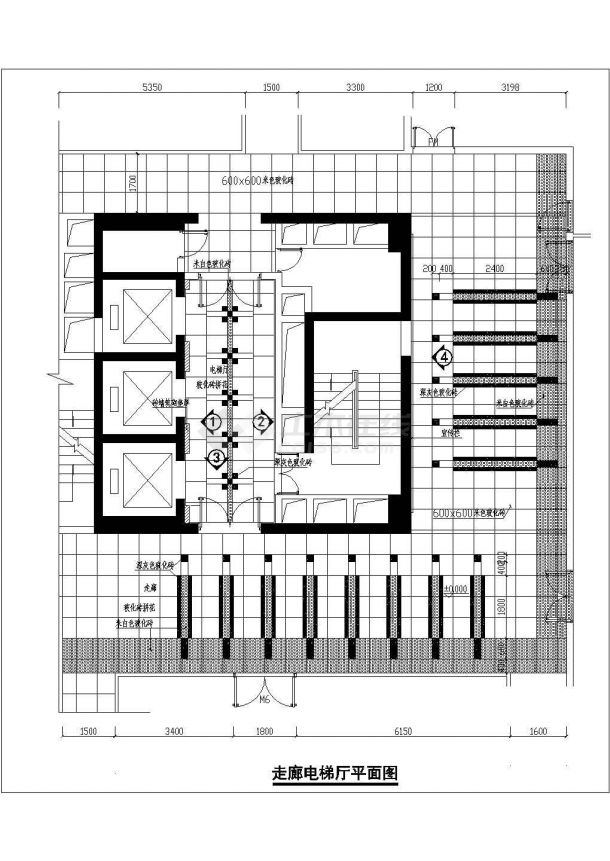 【南京】某地多层物委办公楼电梯厅全套施工设计cad详图-图一