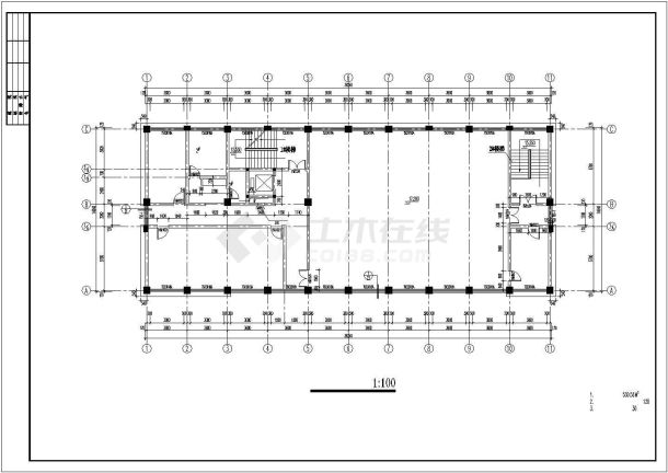 大同市建设路某市政单位6层砖混结构办公楼全套建筑设计CAD图纸-图二