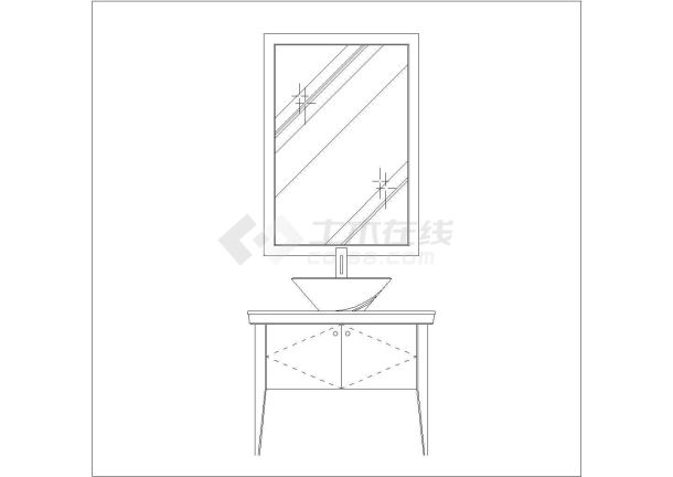 某成品洗手台上盆CAD大样平立剖设计-图一