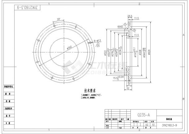 某轴承压盖CAD节点构造详细图-图一