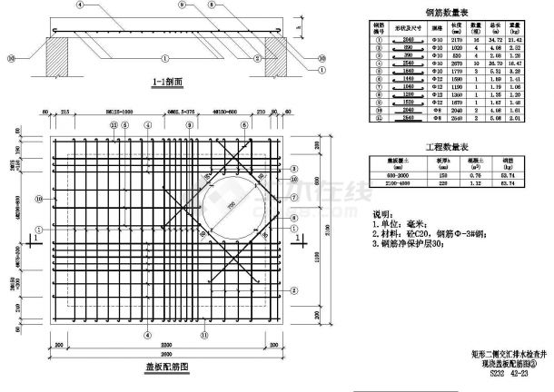 某交汇井盖板现浇侧CAD大样详细构造图-图一