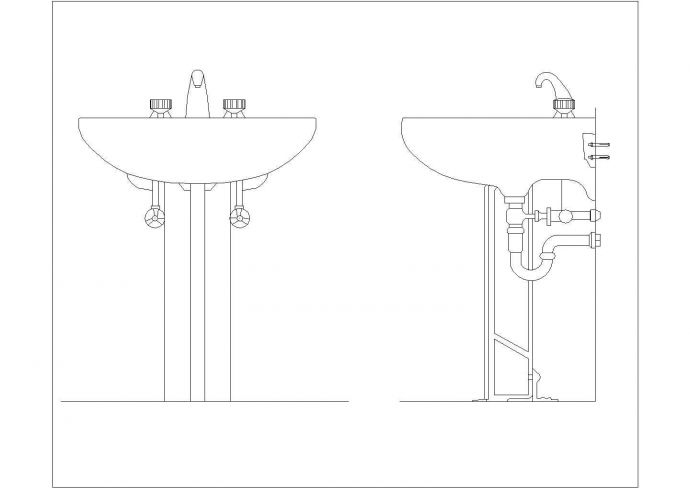 某洗手台CAD平面节点施工设计_图1