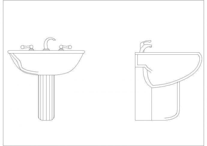 某洗手台CAD详细构造设计平面图_图1